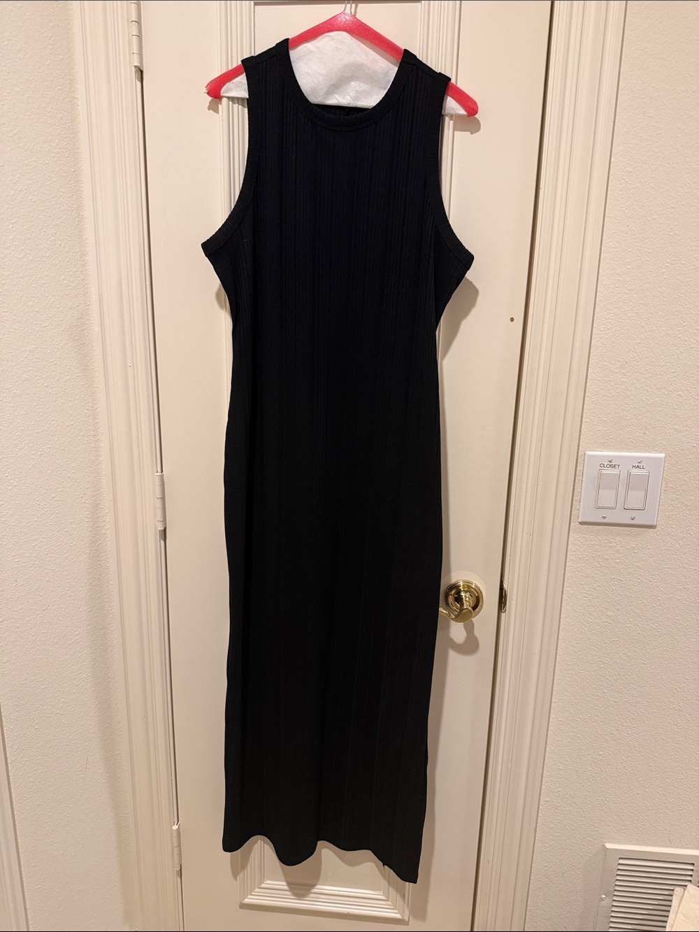 Express Sleeveless Ribbed Black Maxi Dress
